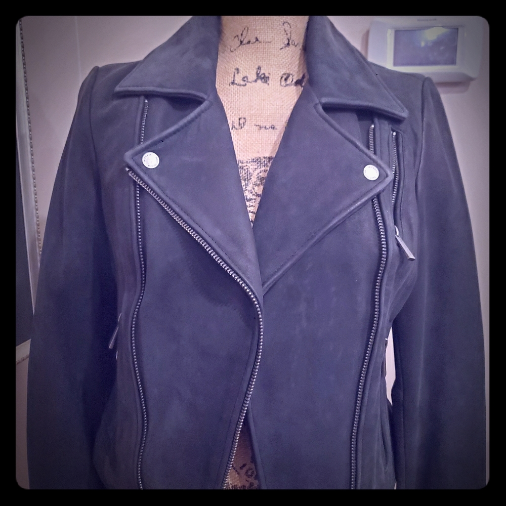 Michael Kors dark gray 100% genuine leather jacket